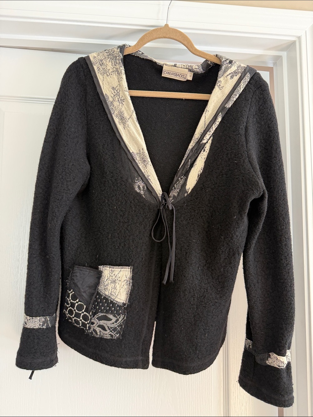 Canvasback Black Hooded Jacket with Contrast Trim